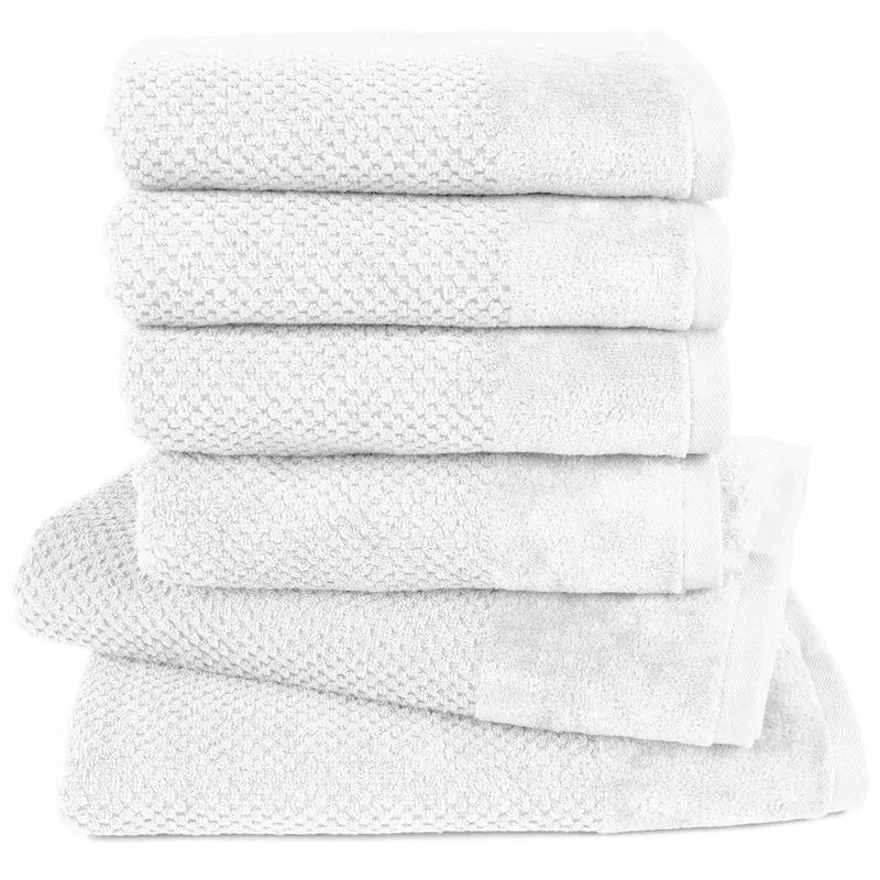 Handtuch Set Popcorn - Weiß - 4x50x100 + 2x70x140 cm