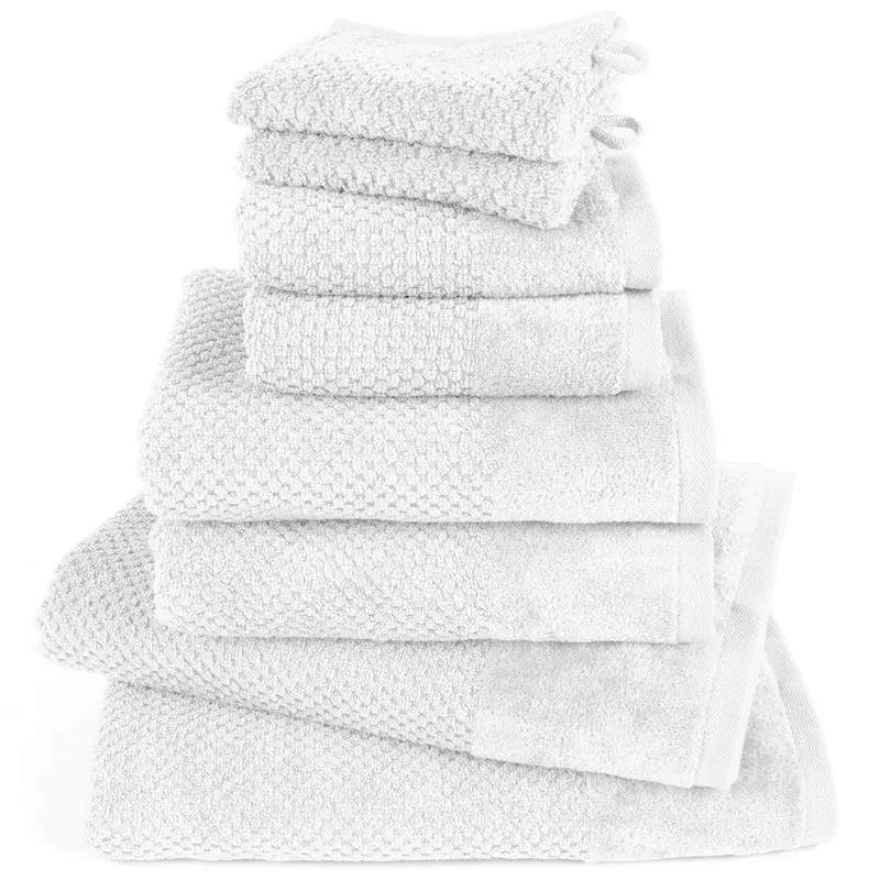 Handtuch Set Popcorn - Weiß - 2x16x21 + 2x30x50 + 2x50x100 + 2x70x140 cm