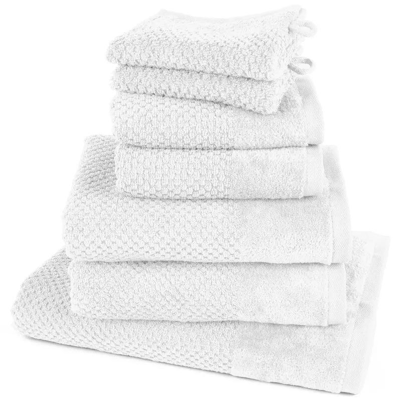 Handtuch Set Popcorn - Weiß - 2x16x21 + 2x30x50 + 2x50x100 + 70x140 cm