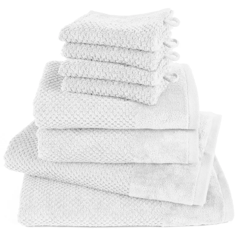 Handtuch Set Popcorn - Weiß - 4x16x21 + 2x50x100 + 2x70x140 cm