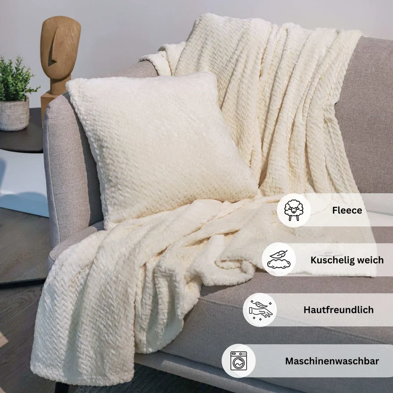 ESPRIT Wohlfühl-Set - Decke 140x190cm & Kissenbezug 45x45cm