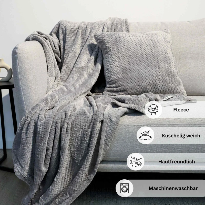 ESPRIT Wohlfühl-Set - Decke 140x190cm & Kissenbezug 45x45cm