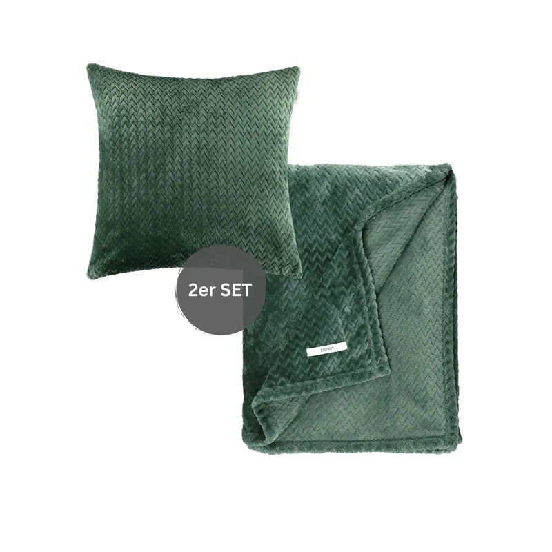 ESPRIT Wohlfühl-Set - Decke 140x190cm & Kissenbezug 45x45cm