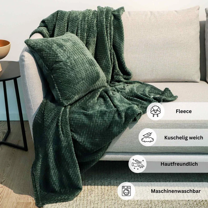 ESPRIT Wohlfühl-Set - Decke 140x190cm & Kissenbezug 45x45cm