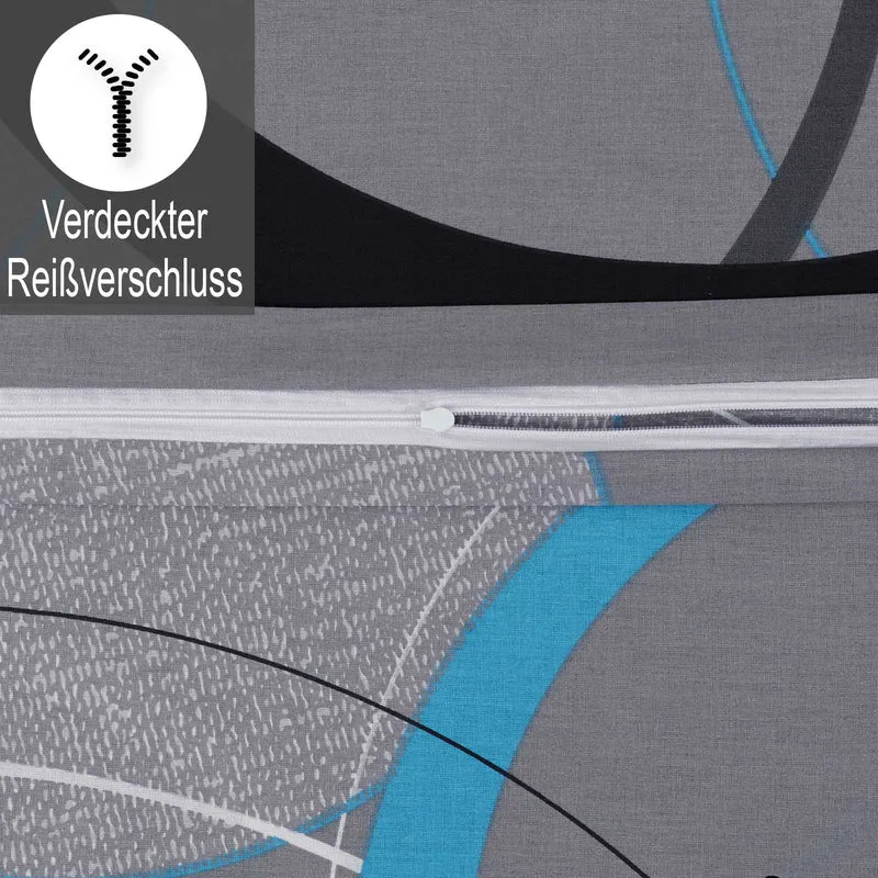 Renforcé Bettwäsche "Wave-Grey", 100% Baumwolle, Reißverschluss, 80x80 cm Kissenbezug