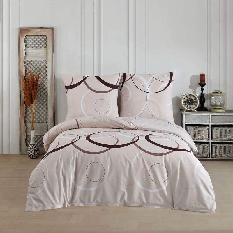 Renforcé Bettwäsche "Wave", Beige, 100% Baumwolle, Reißverschluss, 80x80 cm Kissenbezug