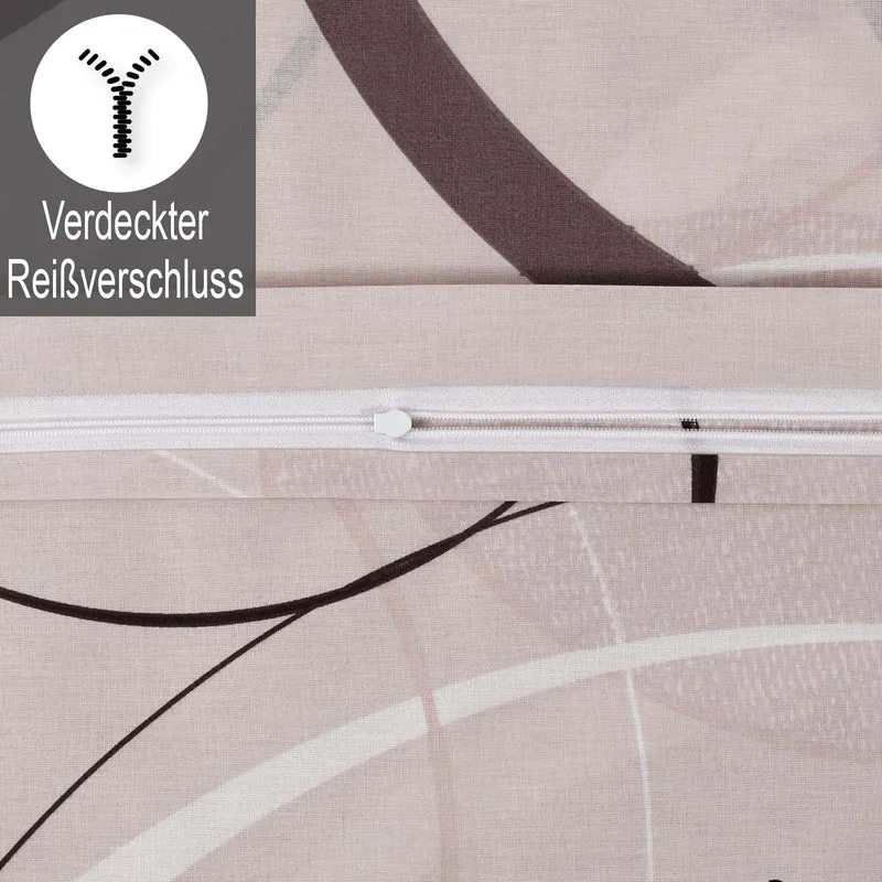 Renforcé Bettwäsche "Wave", Beige, 100% Baumwolle, Reißverschluss, 80x80 cm Kissenbezug