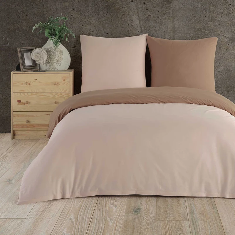 Renforcé Wende-Bettwäsche Set, 100% Baumwolle, Reißverschluss, 80x80 cm Kissenbezug