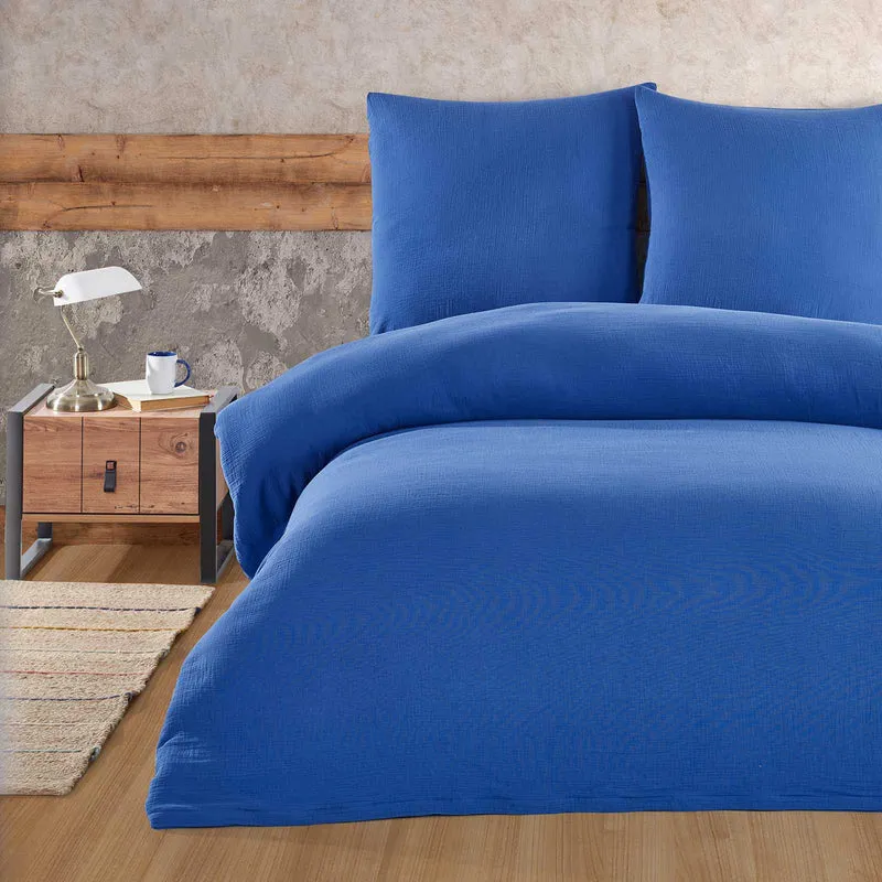 Musselin Bettwäsche Set, Uni, 100% Baumwolle, Kissenbezug 80x80cm