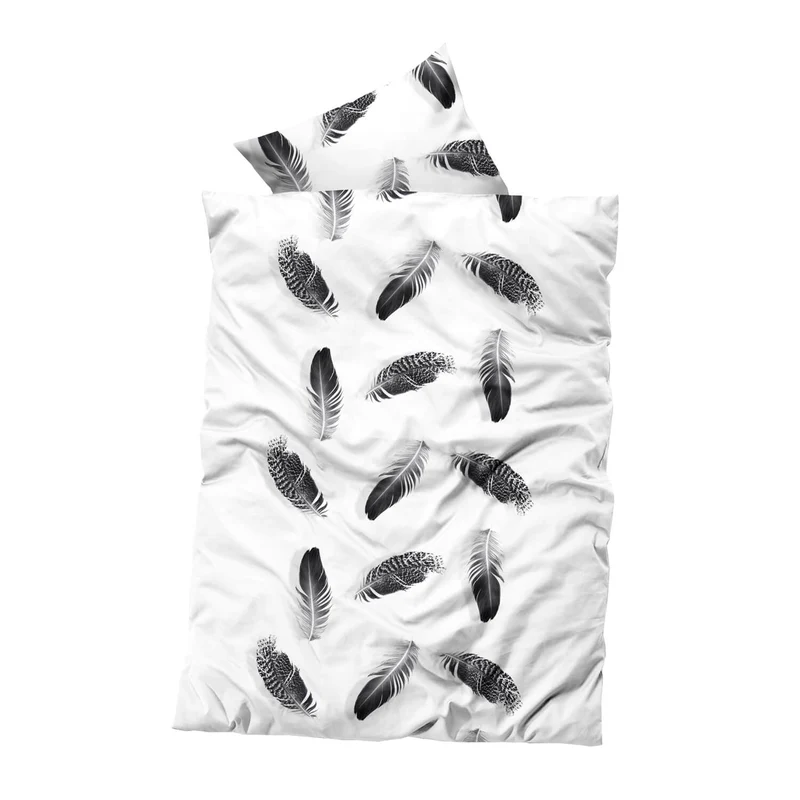 Thermo Fleece Bettwäsche "Feder Black", Reißverschluss, 80x80 cm Kissenbezug