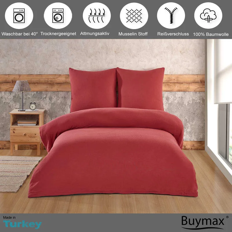 Musselin Bettwäsche Set, Uni, 100% Baumwolle, 80x80 cm Kissenbezug