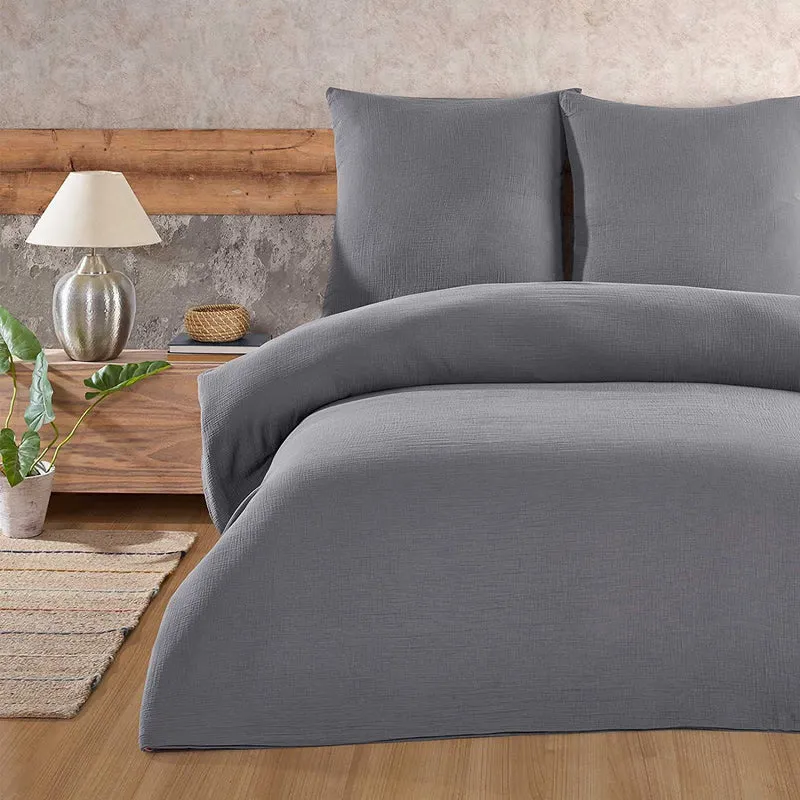 Musselin Bettwäsche Set, Uni, 100% Baumwolle, 80x80 cm Kissenbezug