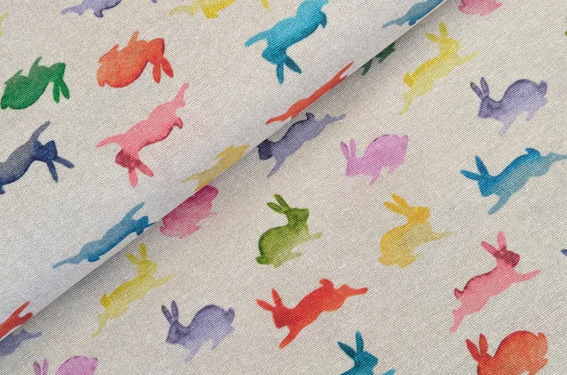 Dekostoff bunte Hasen *Ab 50cm