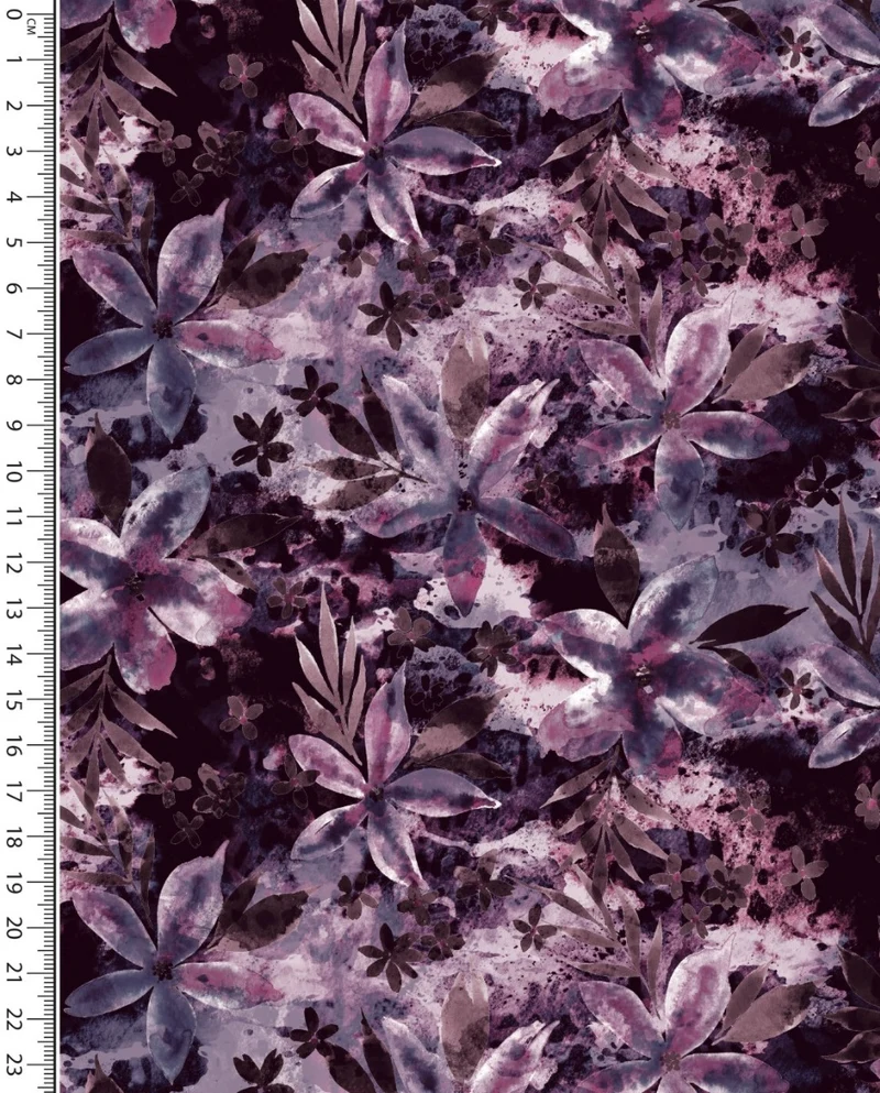French-Terry Blumen lila *Ab 50cm