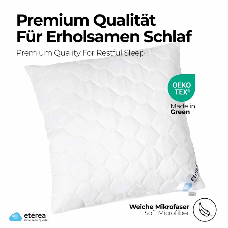 etérea Frieda Kopfkissen Microsatin Komfort mit Reißverschluss