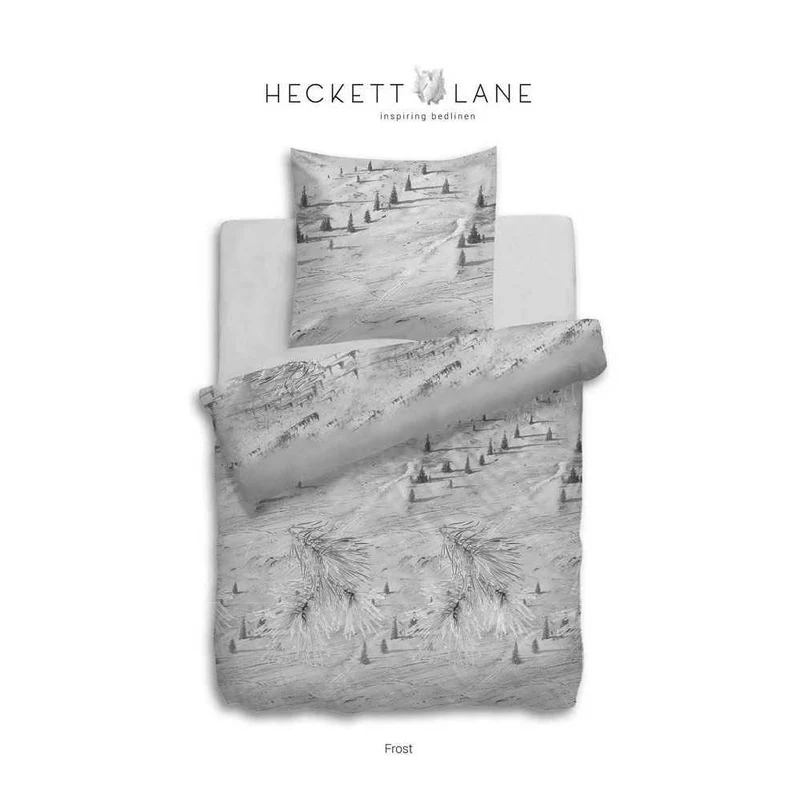 HnL Flanell Bettwäsche Winterlandschaft Frost 135x200 cm + 80x80 cm Grau
