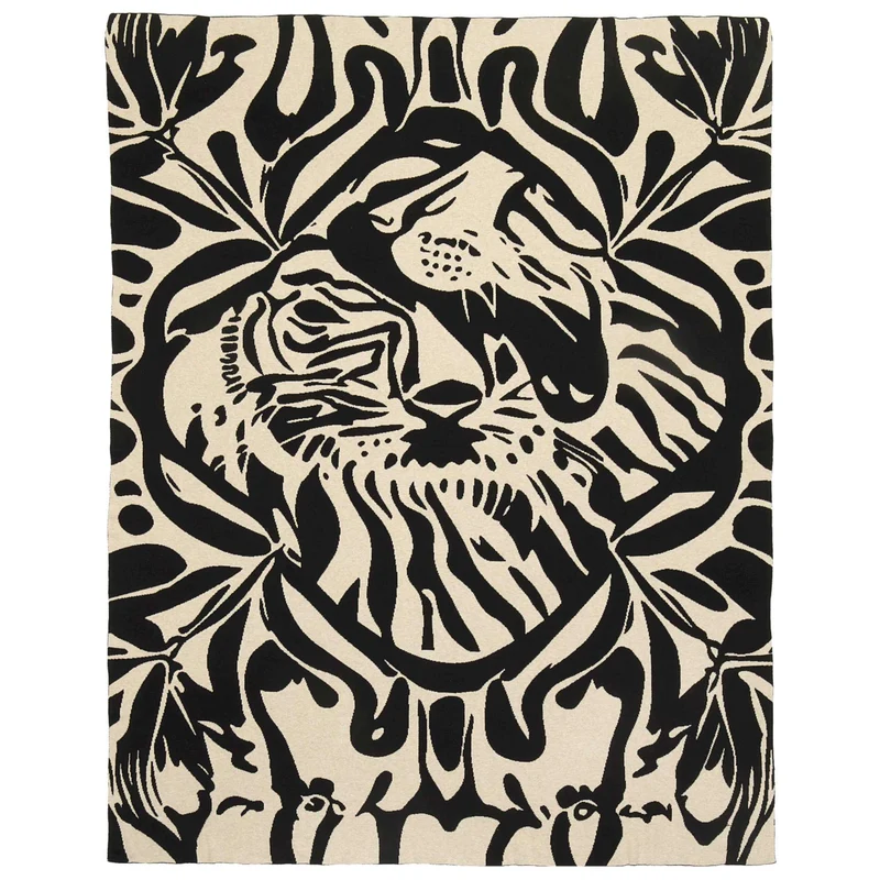 SPORTALM Luxus Wohndecke - 100% Baumwolle - Tigermuster 130x170cm