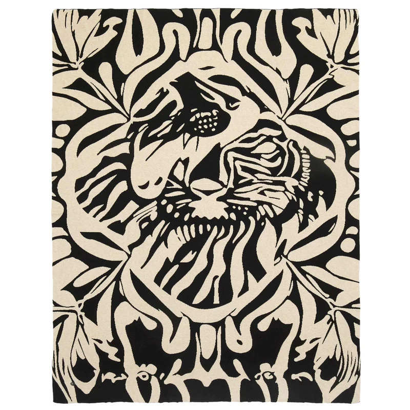 SPORTALM Luxus Wohndecke - 100% Baumwolle - Tigermuster 130x170cm