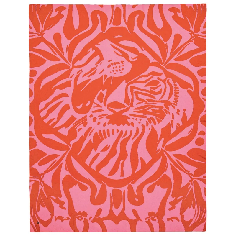 SPORTALM Luxus Wohndecke - 100% Baumwolle - Tigermuster 130x170cm