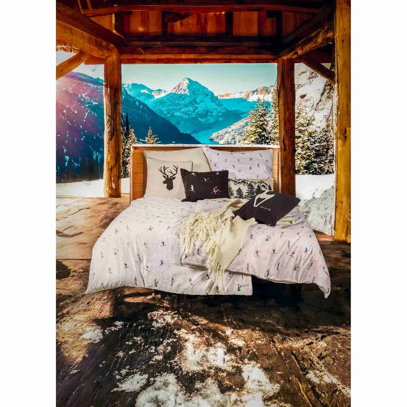 SPORTALM Luxus Satin Bettwäsche - ultraweich & atmungsaktiv - Skifahrer-Motiv