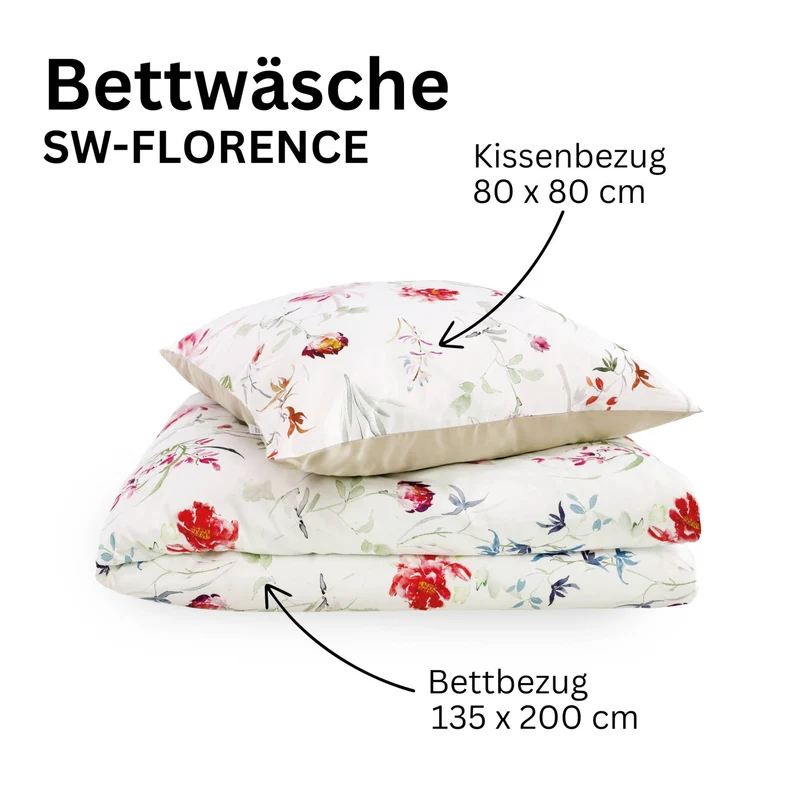 SCHÖNER WOHNEN Satin Bettwäsche - weich & atmungsaktiv - Blumen