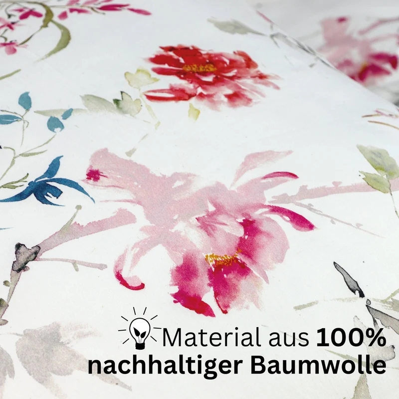 SCHÖNER WOHNEN Satin Bettwäsche - weich & atmungsaktiv - Blumen