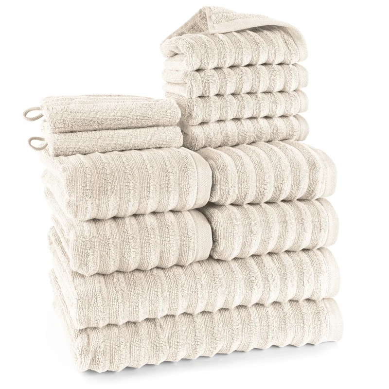 Handtuch Sets "Waves" - Creme - 2x16x21 + 4x30x50 + 4x50x100 + 2x70x140 cm
