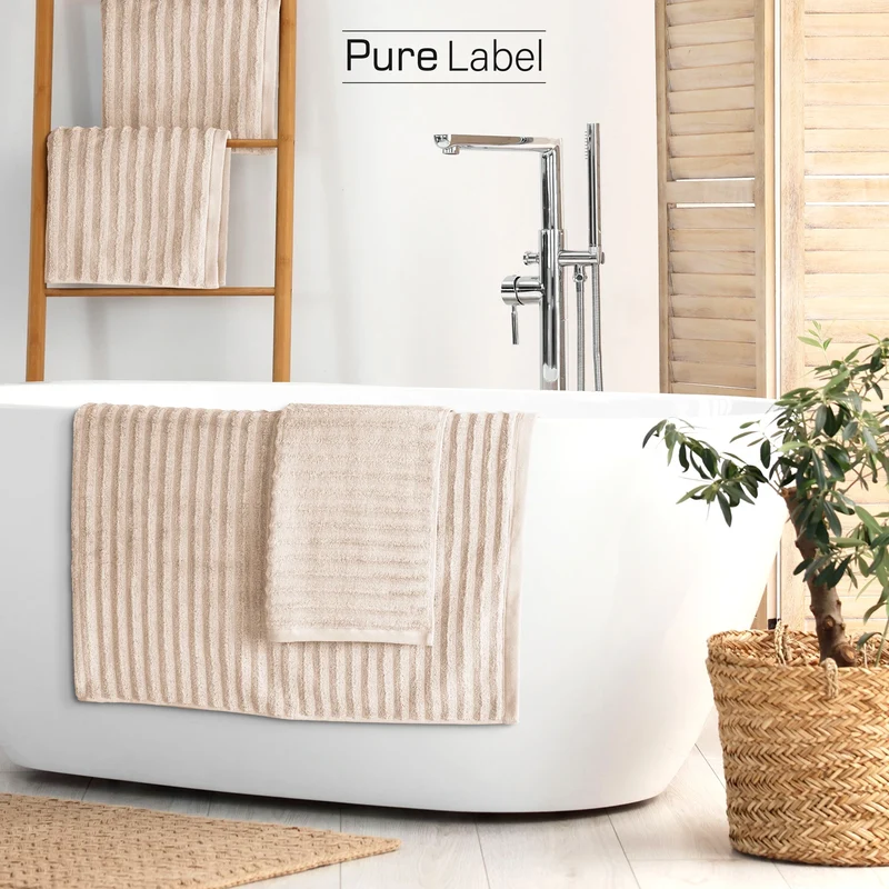 Handtuch Sets "Waves" - Beige - 2x30x50 + 2x50x100 + 2x70x140 cm