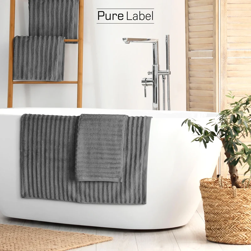 Handtuch Sets "Waves" - Anthrazit - 4x30x50 + 4x50x100 + 2x70x140 cm