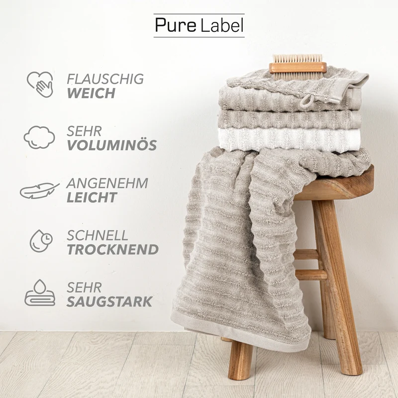 Handtuch Sets "Waves" - Taupe - 2x16x21 + 4x30x50 + 4x50x100 + 2x70x140 cm