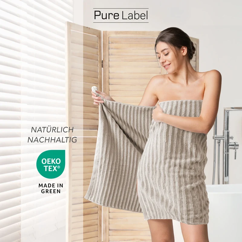 Handtuch Sets "Waves" - Taupe - 2x16x21 + 4x30x50 + 4x50x100 + 2x70x140 cm