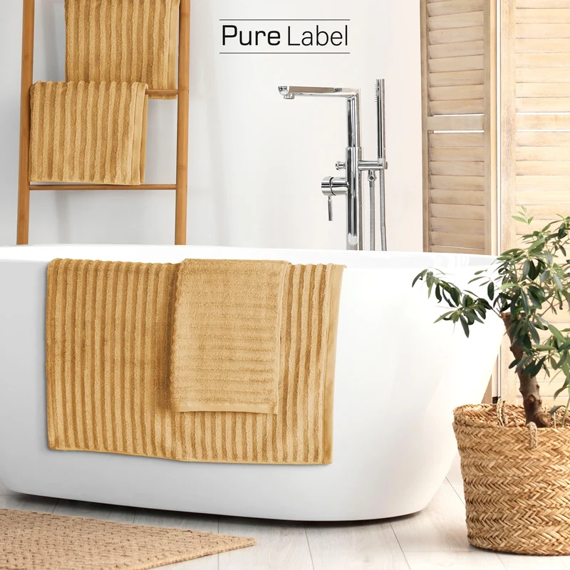 Handtuch Sets "Waves" - Safran - 2x30x50 + 2x50x100 + 2x70x140 cm