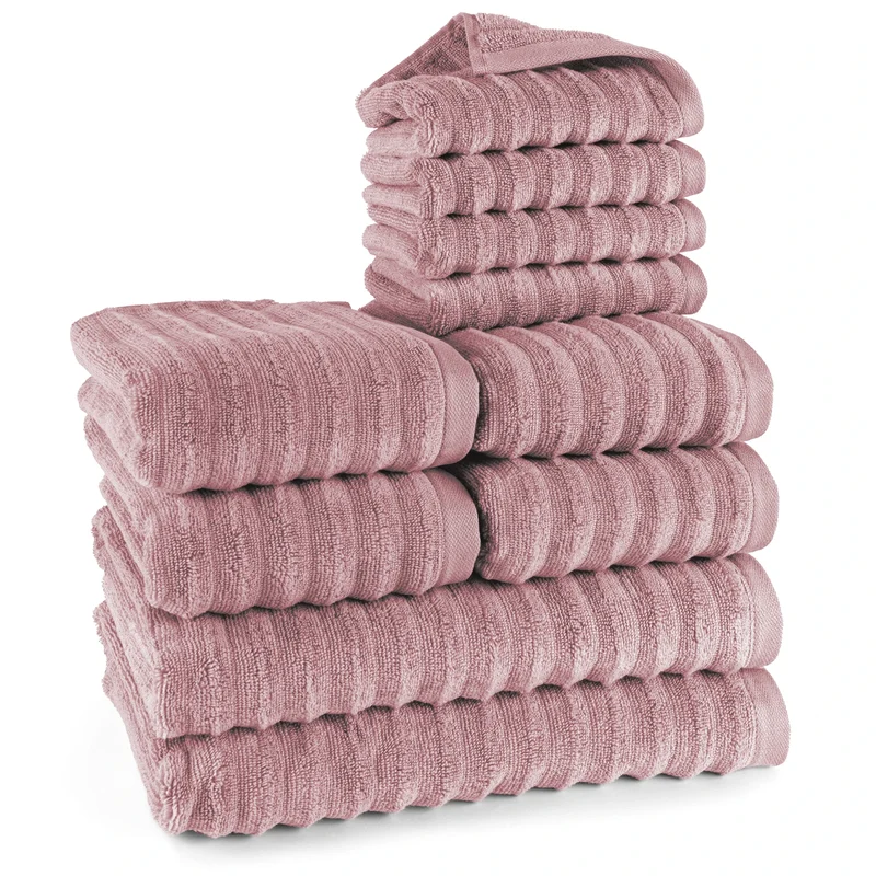 Handtuch Sets "Waves" - Mauve - 4x30x50 + 4x50x100 + 2x70x140 cm