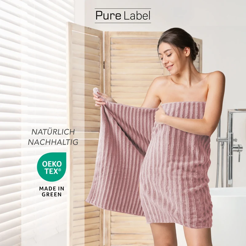 Handtuch Sets "Waves" - Mauve - 2x30x50 + 4x50x100 + 2x70x140 cm