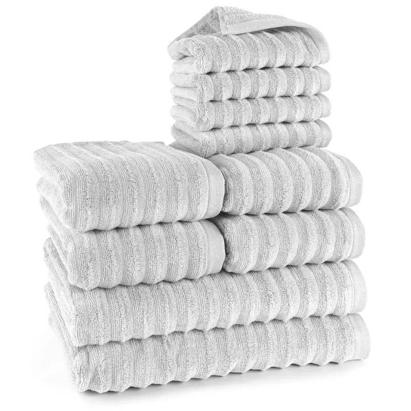 Handtuch Sets "Waves" - Hellgrau - 4x30x50 + 4x50x100 + 2x70x140 cm