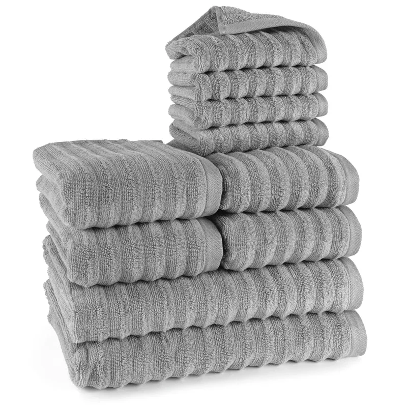 Handtuch Sets "Waves" - Dunkelgrau - 4x30x50 + 4x50x100 + 2x70x140 cm