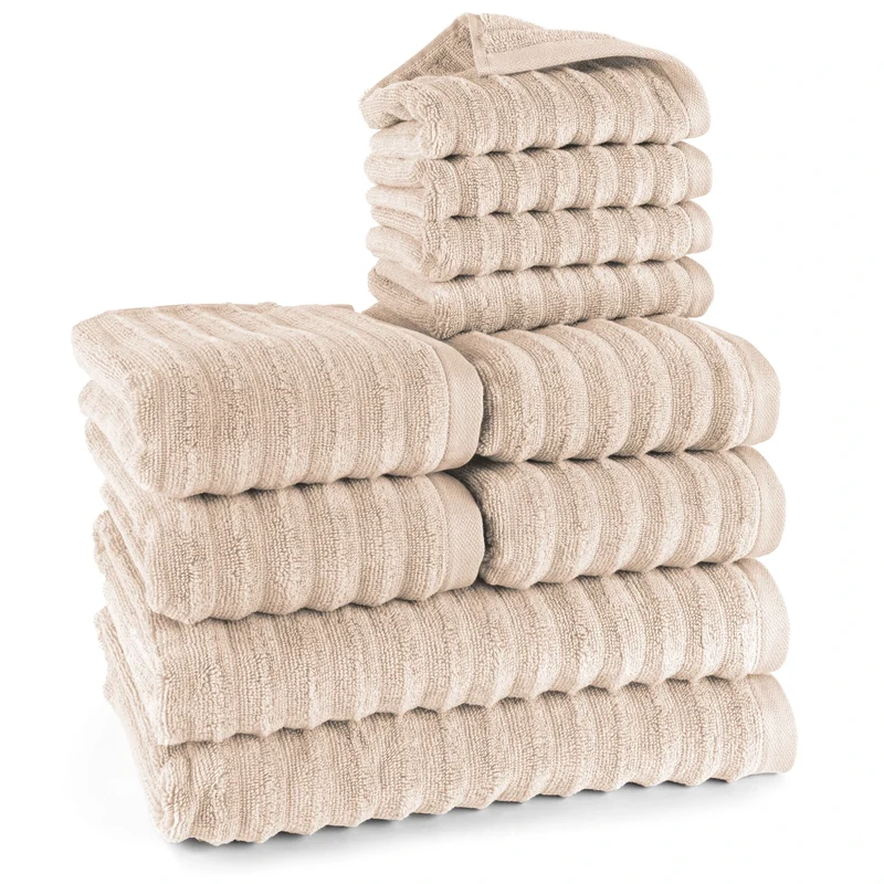 Handtuch Sets "Waves" - Beige - 4x30x50 + 4x50x100 + 2x70x140 cm