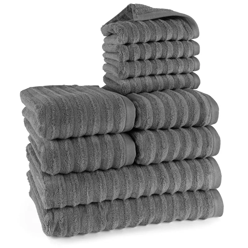 Handtuch Sets "Waves" - Anthrazit - 4x30x50 + 4x50x100 + 2x70x140 cm
