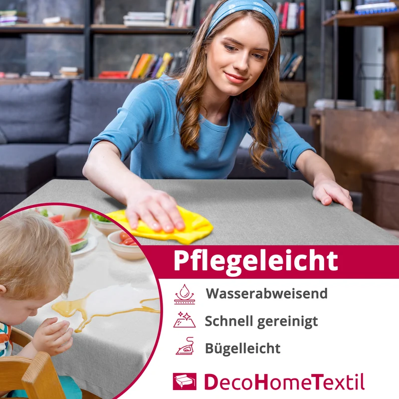 Leinen Optik Tischdecke eckig champagner