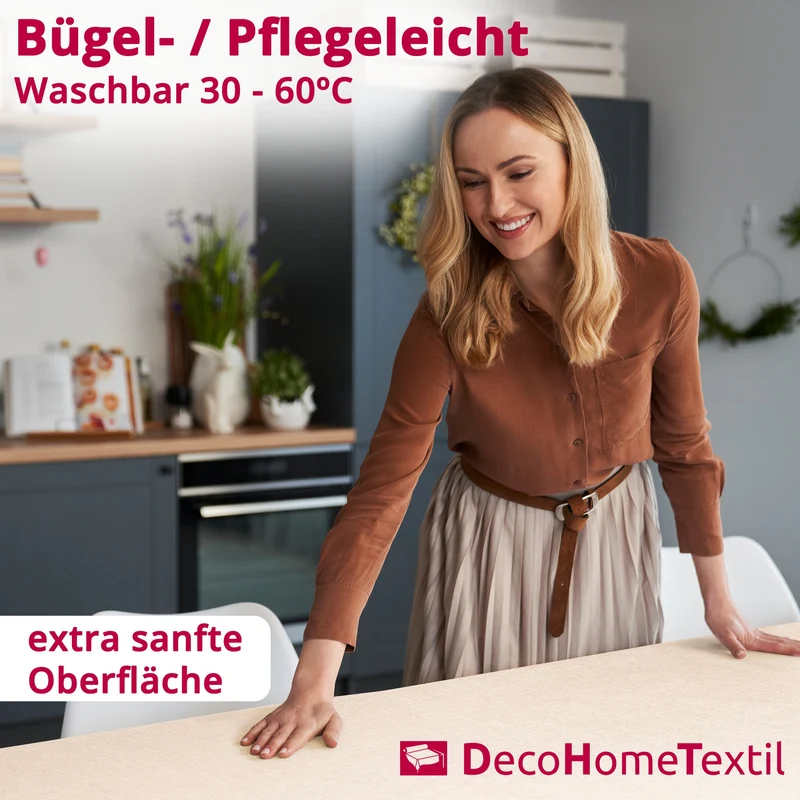 Leinen Optik Tischdecke eckig champagner