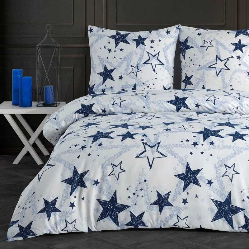 Renforcé Bettwäsche "Stella Royal", 100% Baumwolle, Sterne-Muster, 80x80 cm Kissenbezug