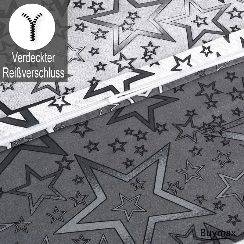 Renforcé Bettwäsche "Miracle Schwarz", 100% Baumwolle, Sterne, 80x80 Kissenbezug