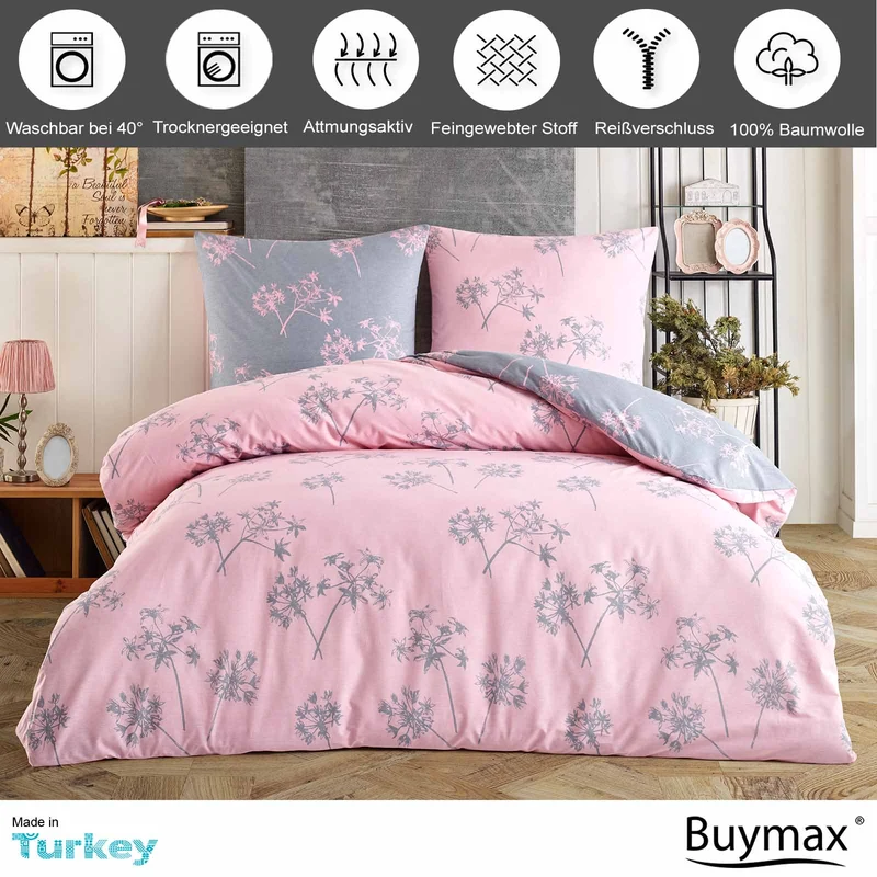 Renforcé Bettwäsche "idil pink" aus 100% Baumwolle, 80x80 cm Kissenbezug