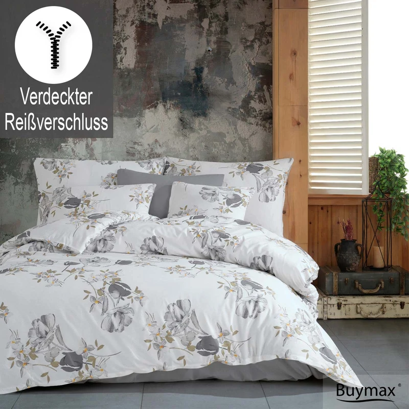 Renforcé Bettwäsche "Parlin", 100% Baumwolle, Reißverschluss, 80x80 cm Kissenbezug