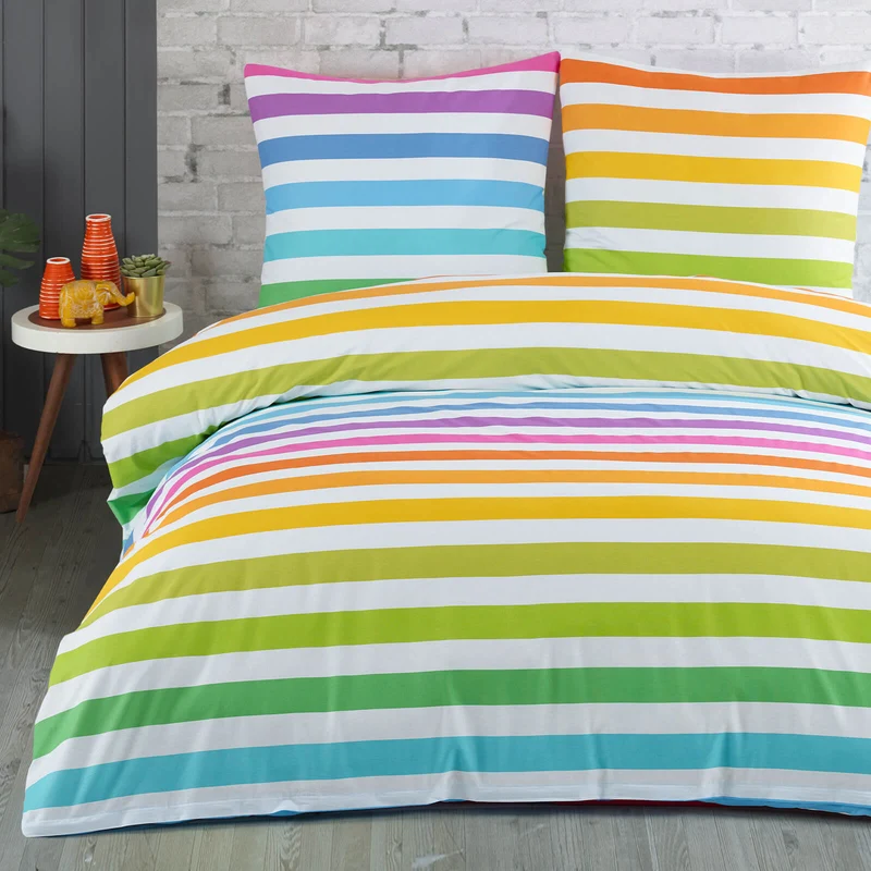 Renforcé Bettwäsche "Rainbow", 100% Baumwolle, Reißverschluss, 80x80 cm Kissenbezug