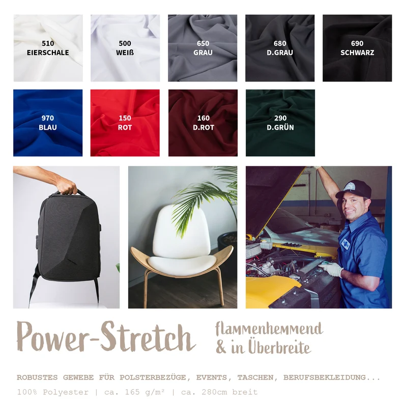 Power-Stretch überbreit flammenhemmend *Ab 50 cm