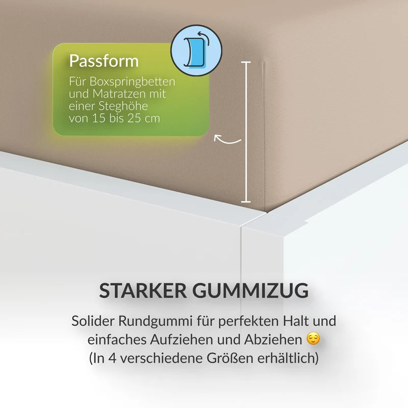 Favorito Jersey Spannbettlaken Taupe 140x200 cm - 160x200 cm