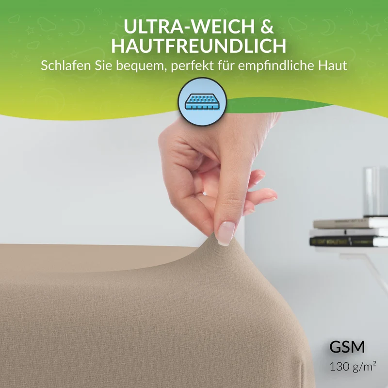 Favorito Jersey Spannbettlaken Taupe 180x200 cm - 200x200 cm