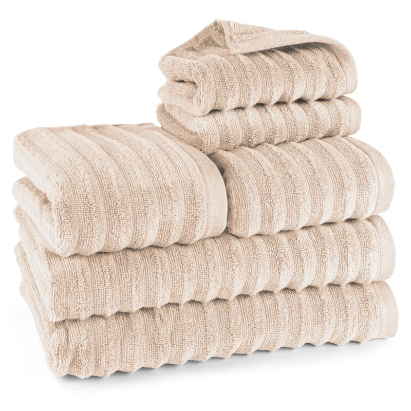 Handtuch Sets "Waves" - Beige - 2x30x50 + 2x50x100 + 2x70x140 cm