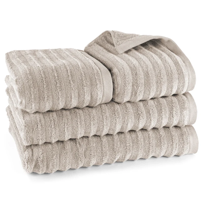 Handtuch Sets "Waves" - Taupe - 2x50x100 + 2x70x140 cm